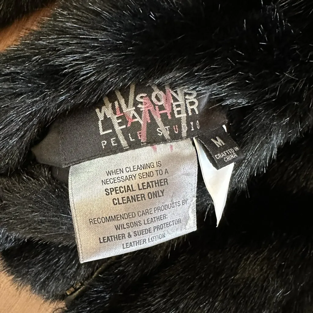 Wilsons Leather Black Reversible Jacket – Faux Fur & Leather – Women’s Size M - Image 8