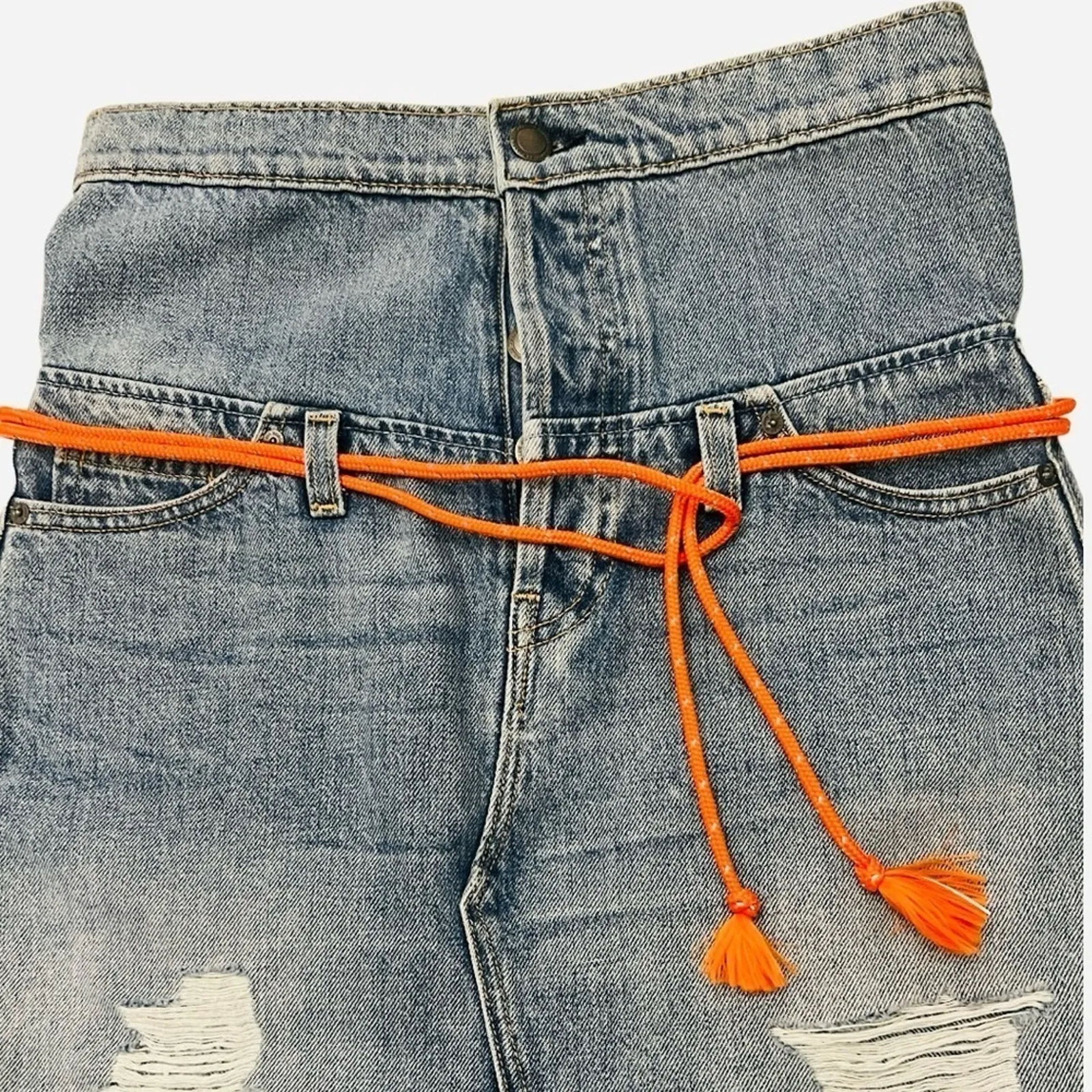 Hudson Women's Sloane Skirt Distressed In Light Blue Size 24 - Image 5