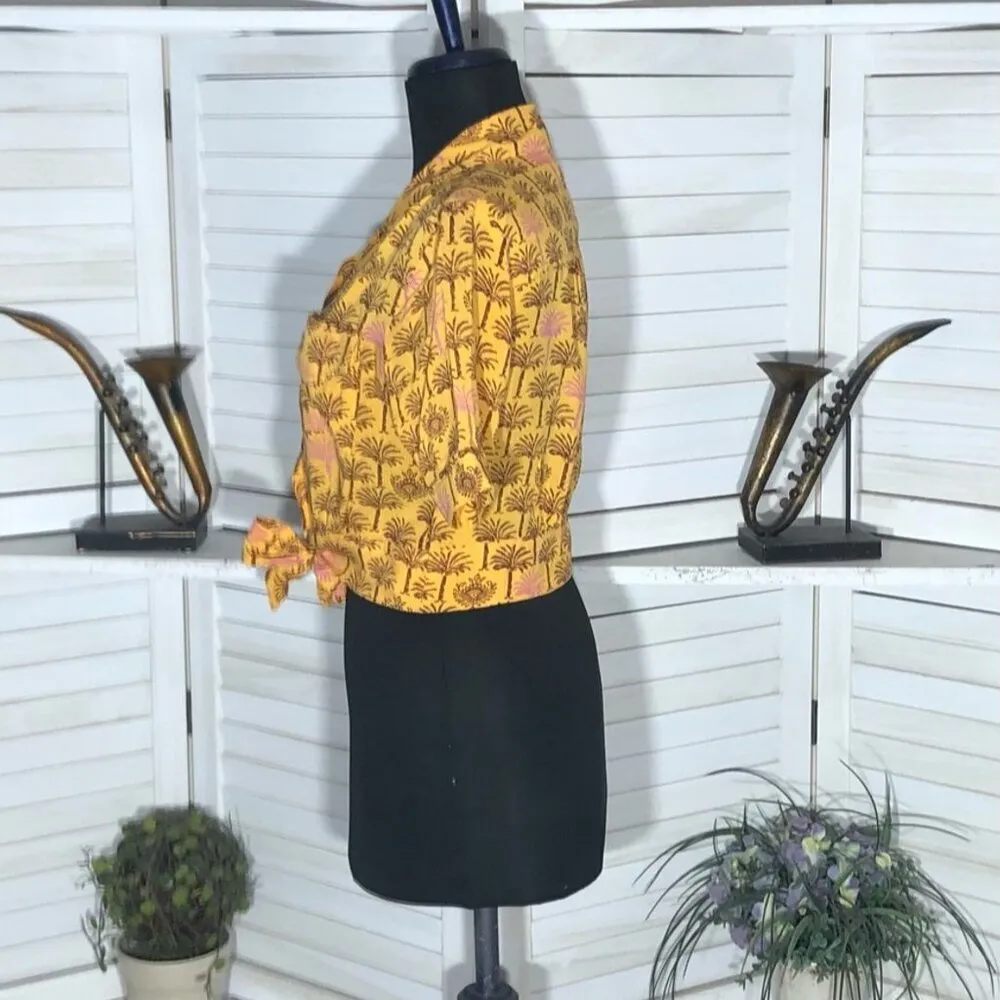 Urban Outfitters Hawaiian Crop Top Tropical Palm Print Small - Image 5