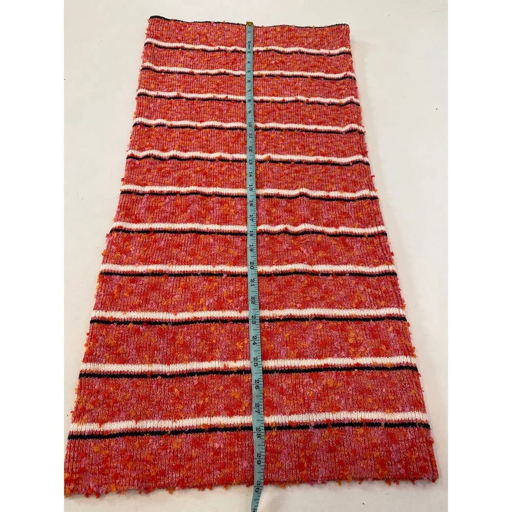 Ann Taylor Boucle Knit Midi Straight Striped Skirt NWT Sz M Stretchy Cotton Pink - Image 9