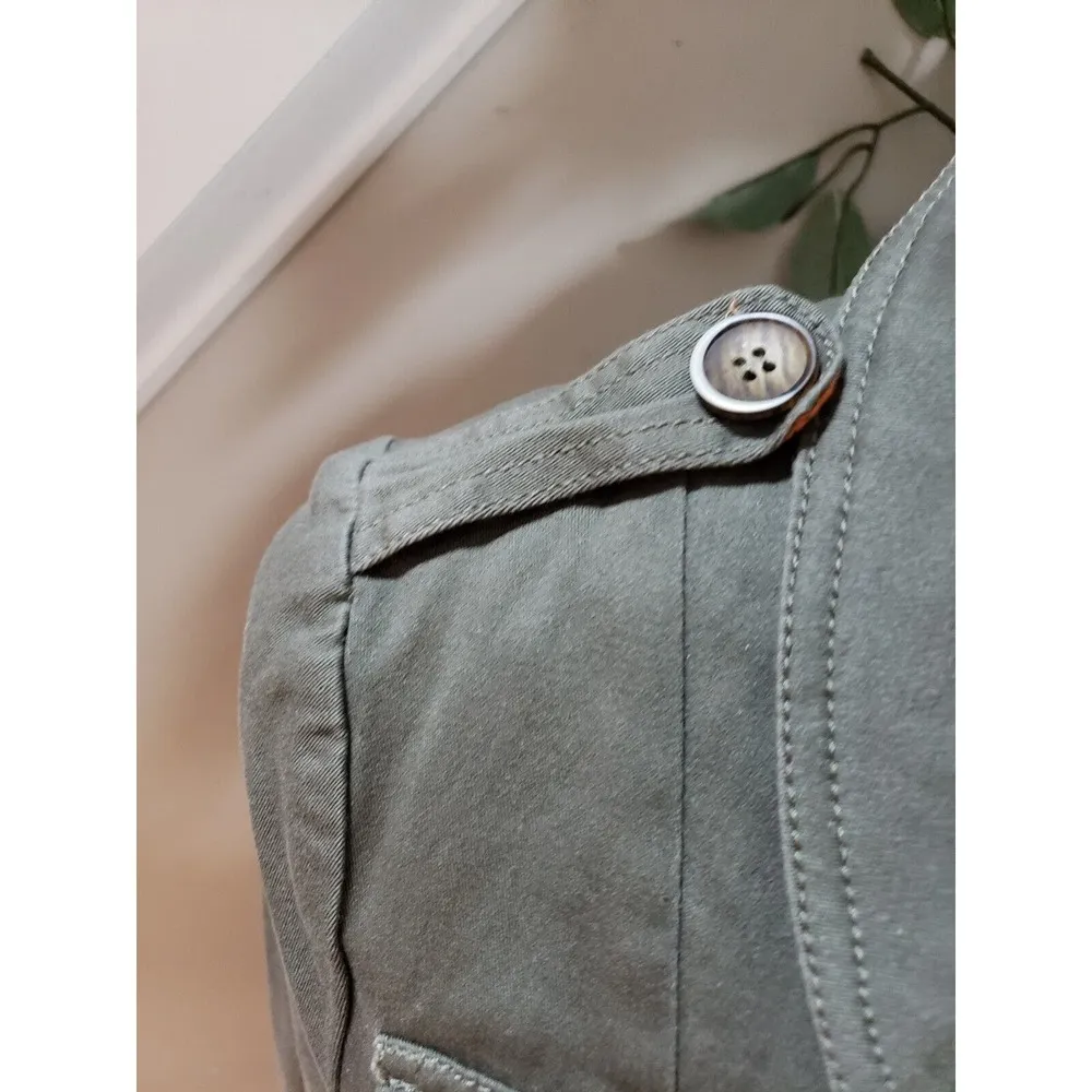 Sweet Rain Women Olive Green Cotton Embellished Full Zip Military Jacket Size S - Image 6