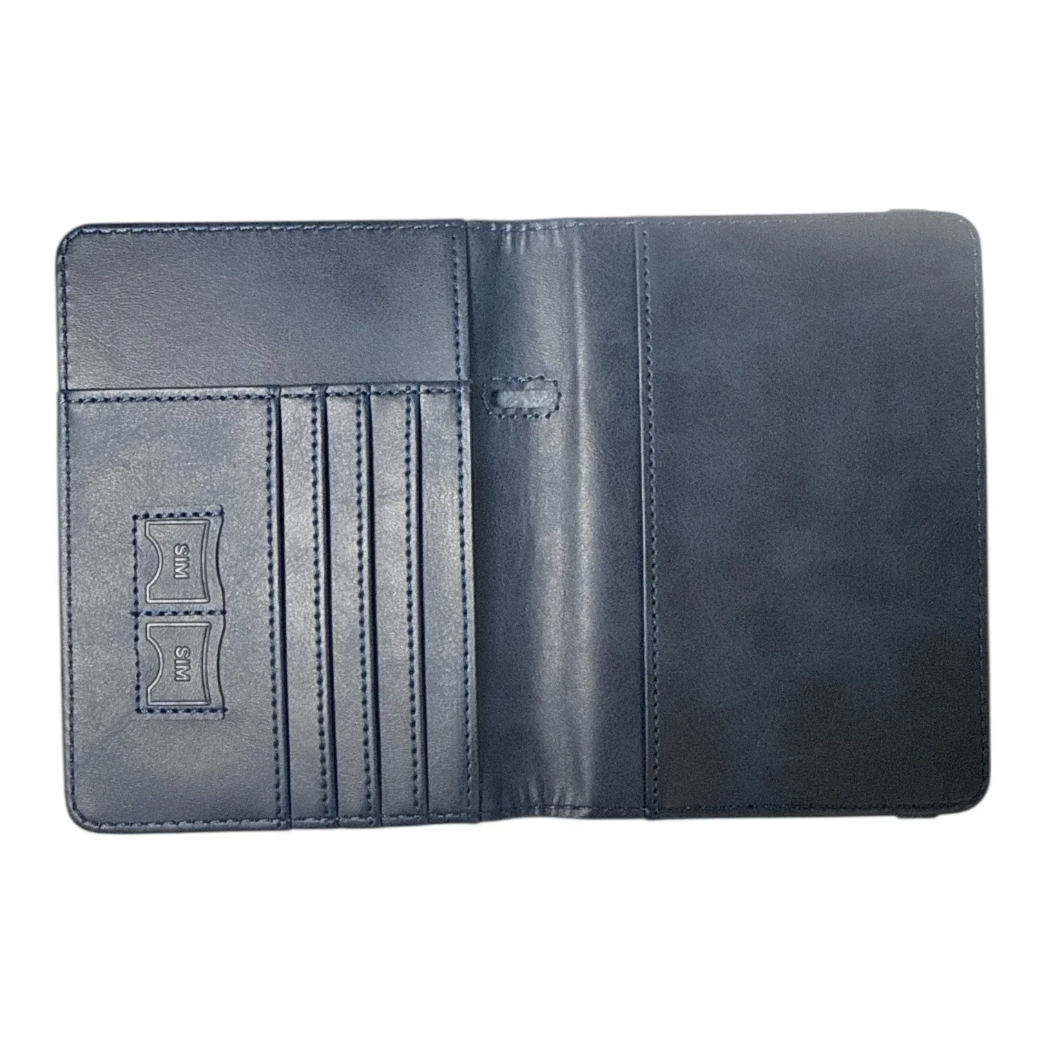 Passport Holder Travel Wallet Case Faux Leather Cover Card Slots USA Embossed Blue - Image 2