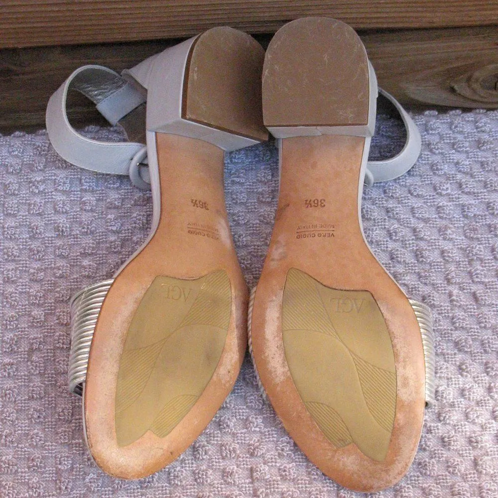 AGL Silver Block Heel Sandals Silver Size 6.5 - Image 9