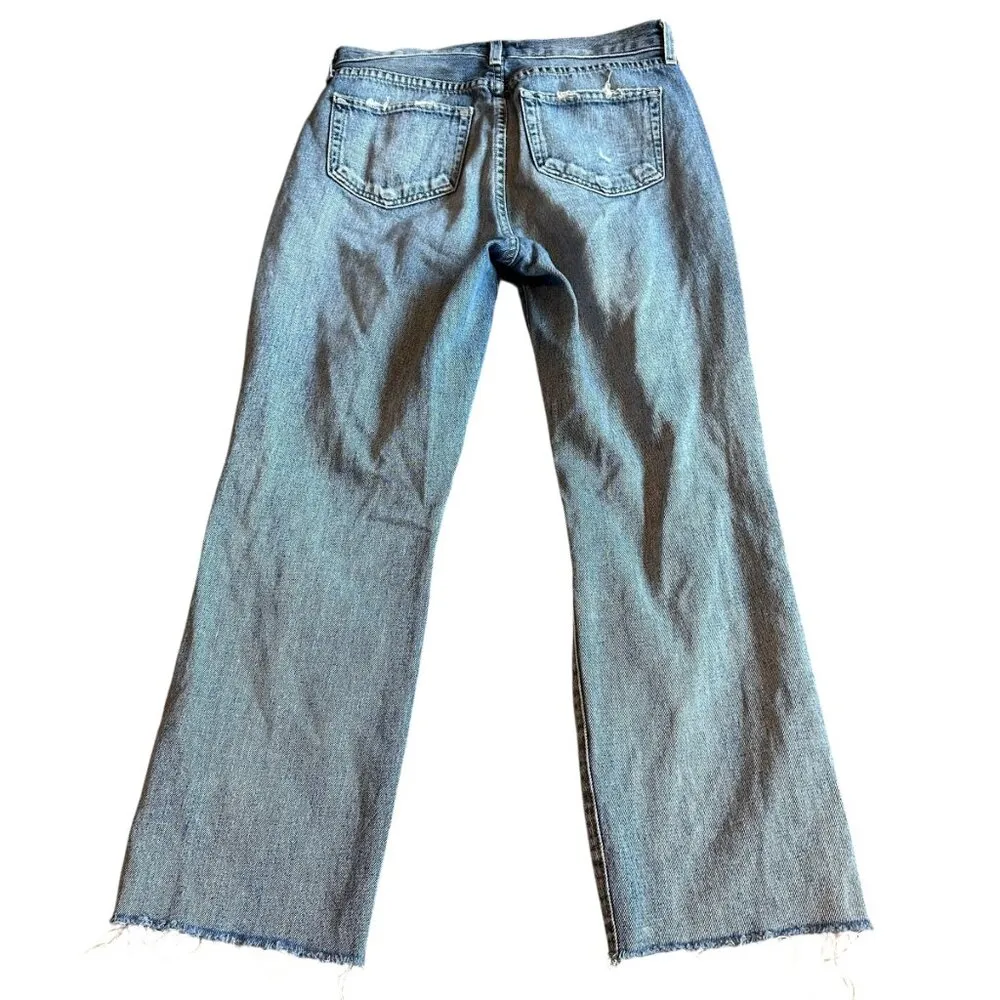 L'Agence Light Wash Jeans Wide Leg Distressed Knees 100% Cotton Size 27 Women's - Image 7