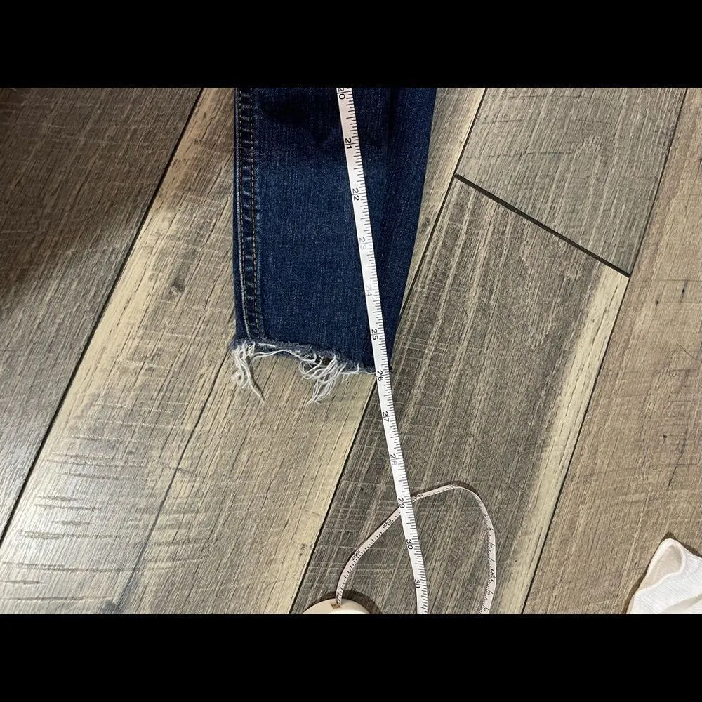 Wild Fable Dark Wash Distressed Raw Hem Skinny Jeans - Image 2