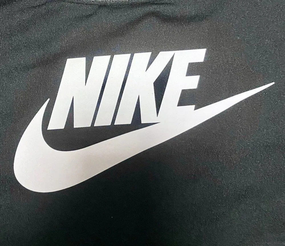 Nike Pro Sport Bra Women's Medium Support Classic Swoosh Training Top Black Logo - Image 5