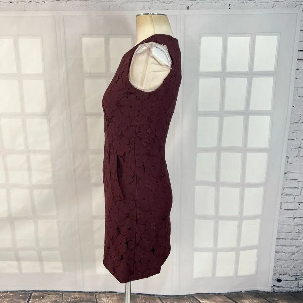 Diane Von Furstenberg sleeveless burgundy lace mini dress with pockets. Size 2 - Image 8