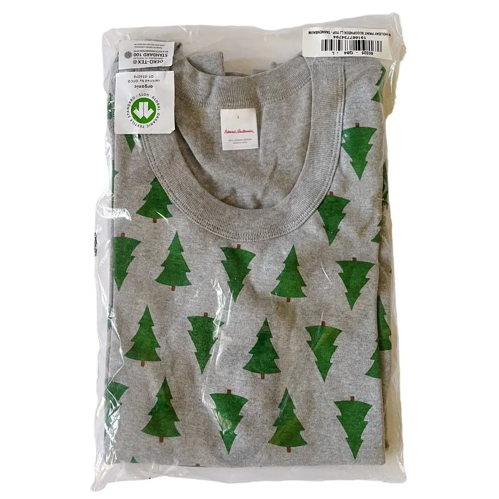 Hanna Andersson Tannenbaum Christmas tree holiday print scoop neck pajama top Size L - Image 4