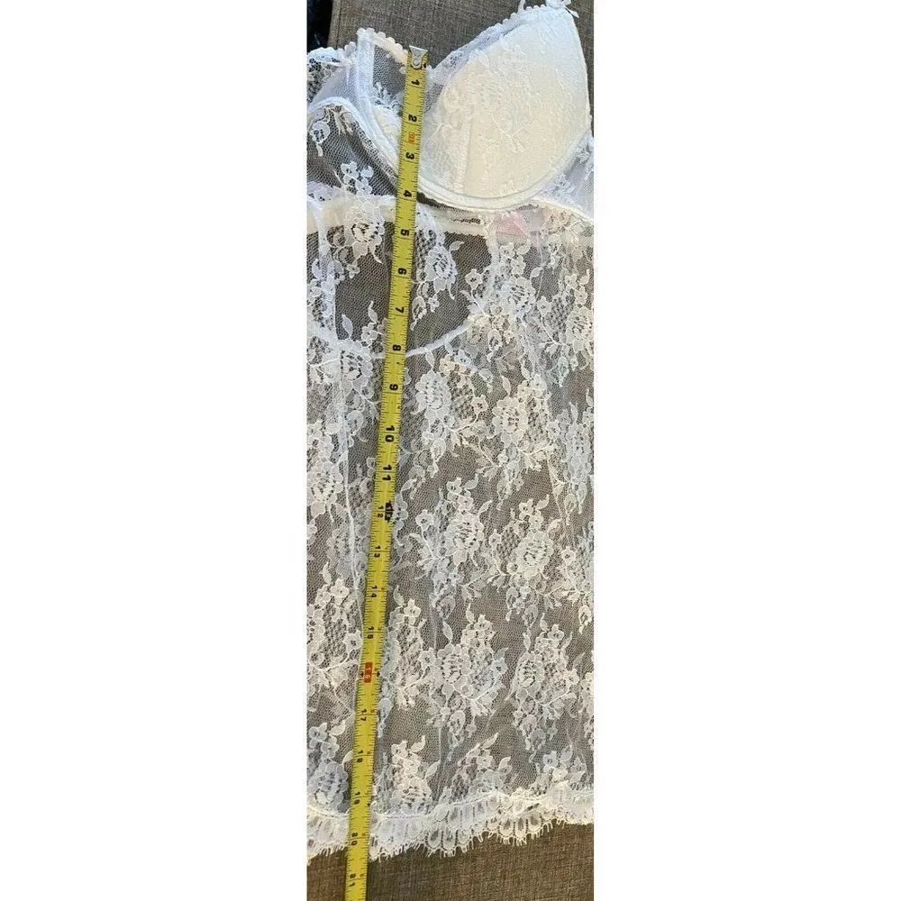 Victoria's Secret White Very Sexy Lace Babydoll Bra Cami Nightie VS Size Large - Image 4