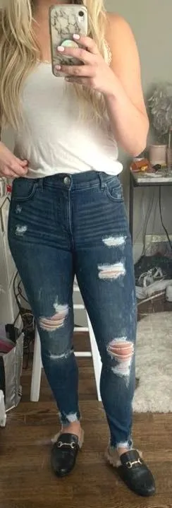 EXPRESS High Waisted Distressed Jeans - Image 2