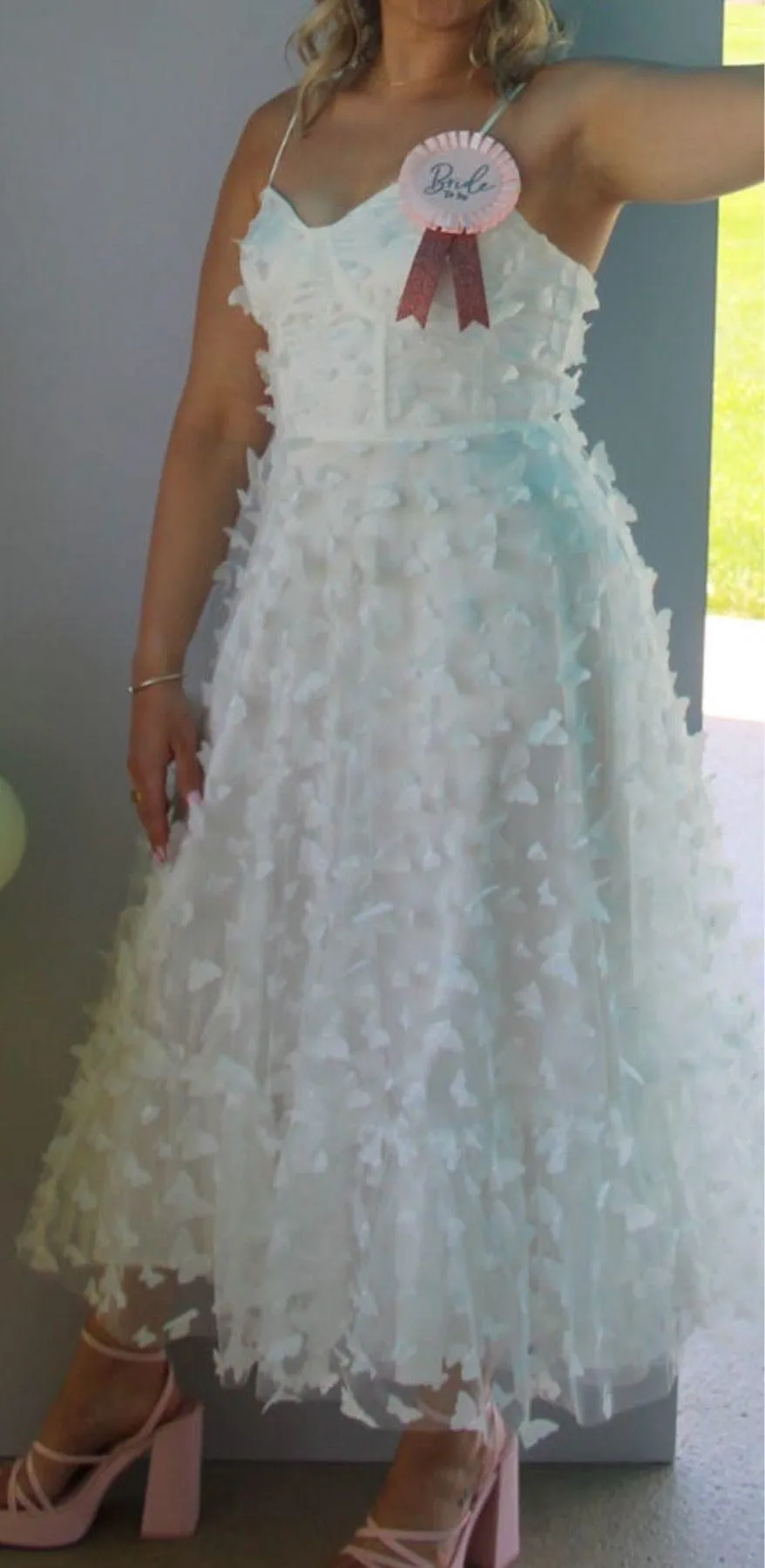 Lulus Butterfly Time to Fly White Lace-Up Midi Dress - Image 2