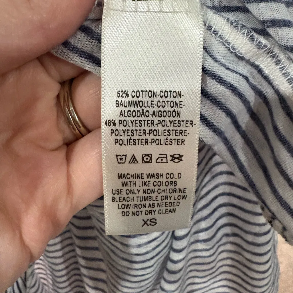 Free People We The Free Blue & White Striped Ruffle Bottom Tank Blouse‎ - Image 4