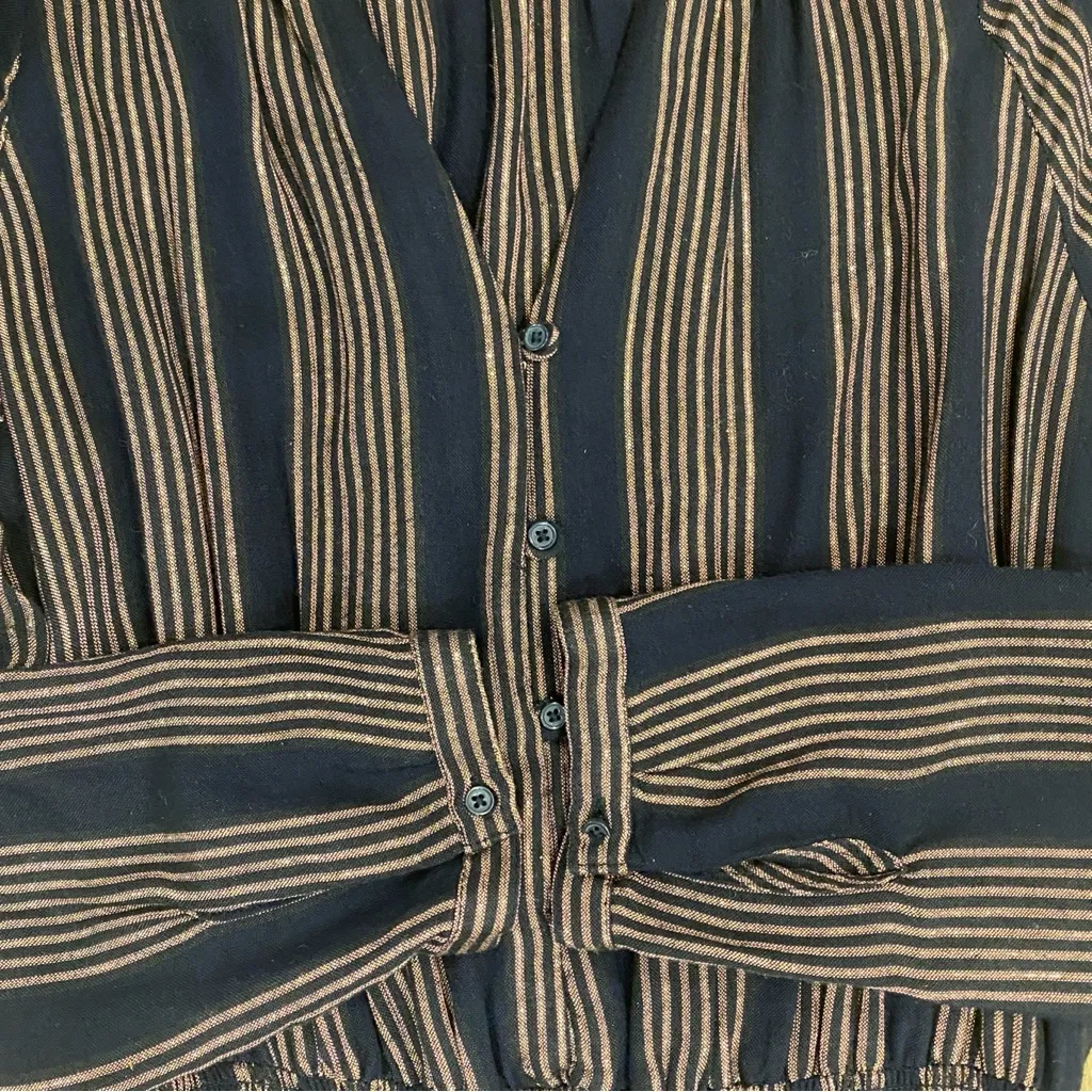 🌟RAILS🌟 JASMINE MIDAS METALLIC STRIPE DRESS BLACK ROSE GOLD COPPER SZ S - Image 7