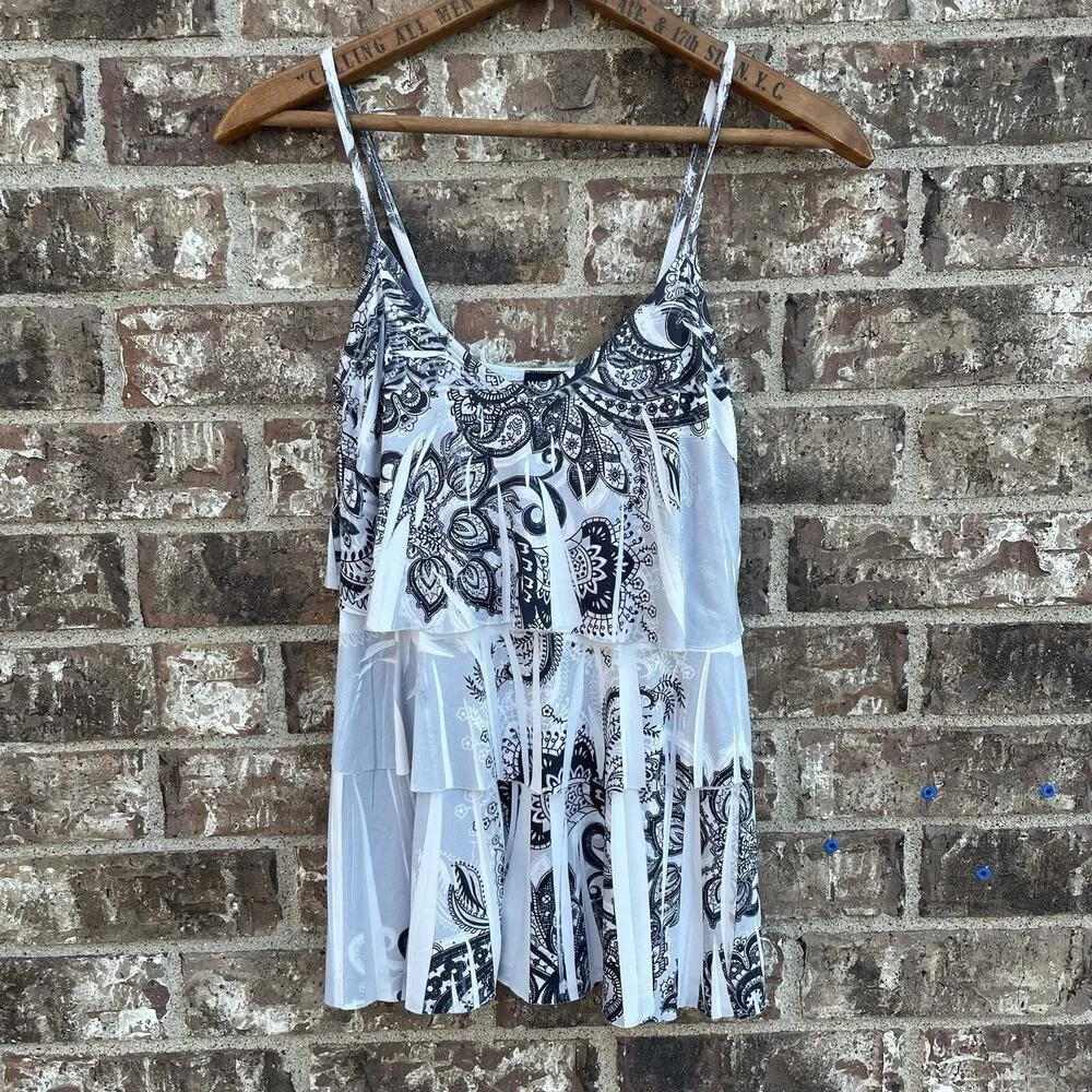 Vintage Y2K Wetseal Chiffon Tiered Paisley Spaghetti‎ Strap Cami Blouse Flowy - Image 9