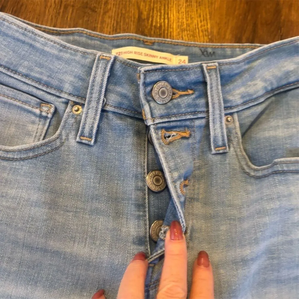 Levi's Women's 721 High Rise Skinny Ankle Jeans Size 24 Blue Denim - Image 5