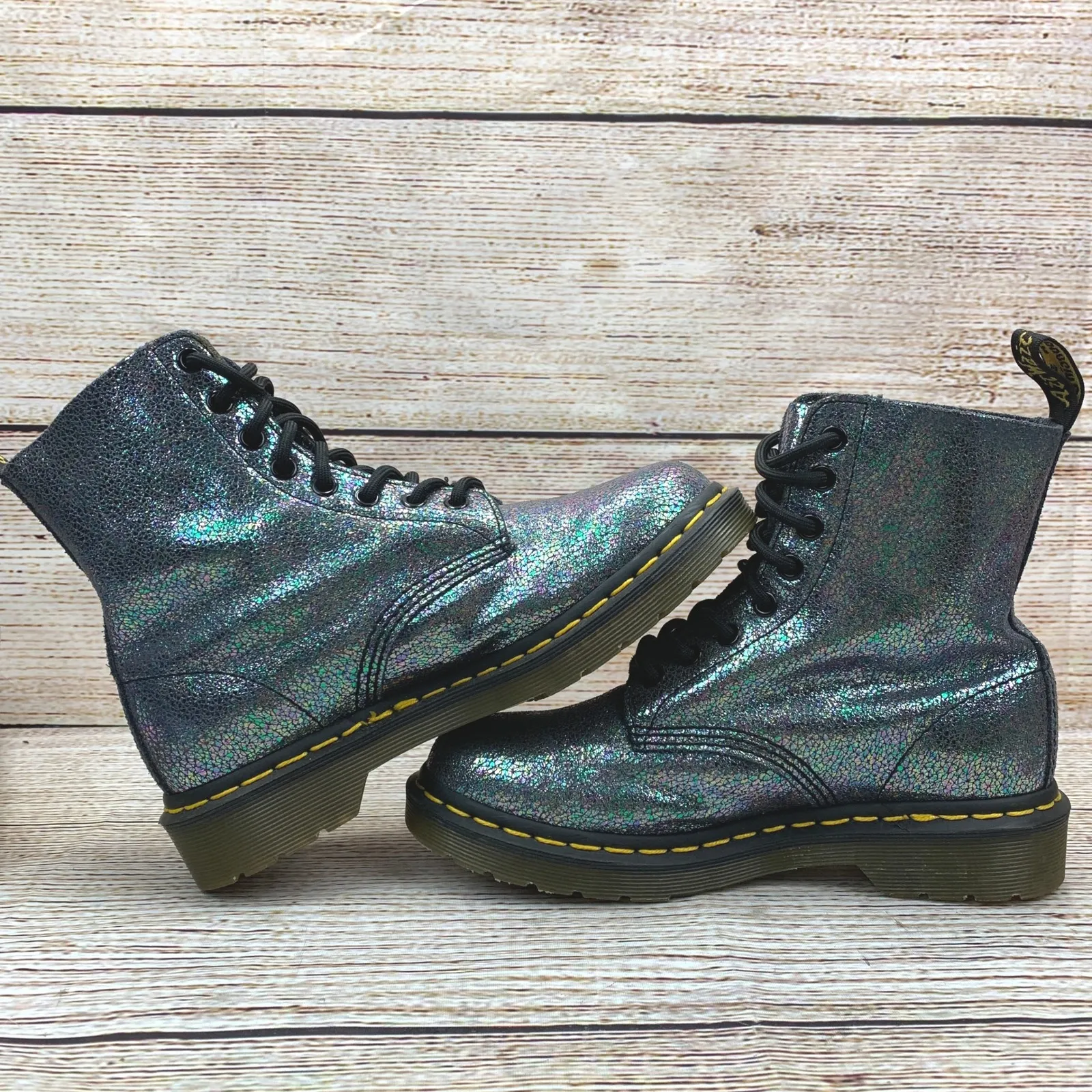 Dr. Martens‎ Pascal Iridescent Crackle Boots Size US 6 UK 4 Metallic Sparkle - Image 3
