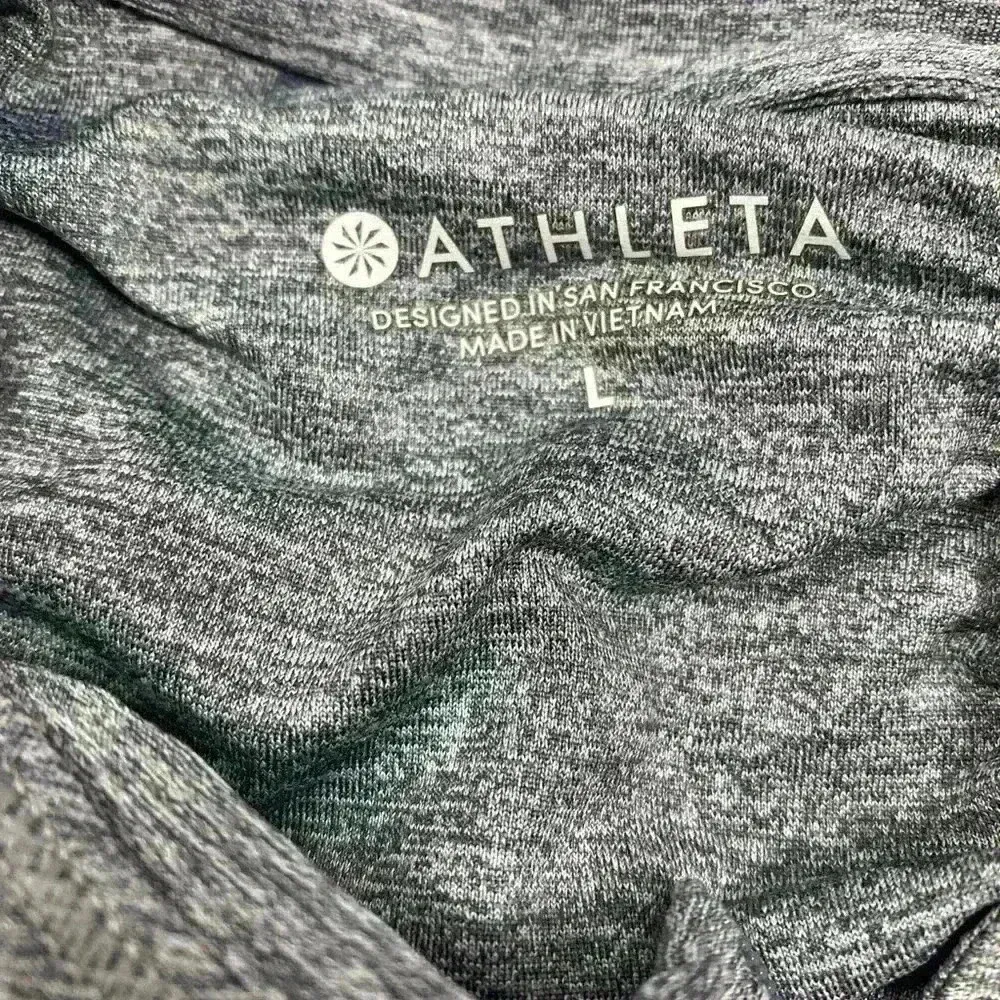Athleta Sleeveless Bike Cycle Tank Top Large Grey Quarter Zip Gathered - Image 7