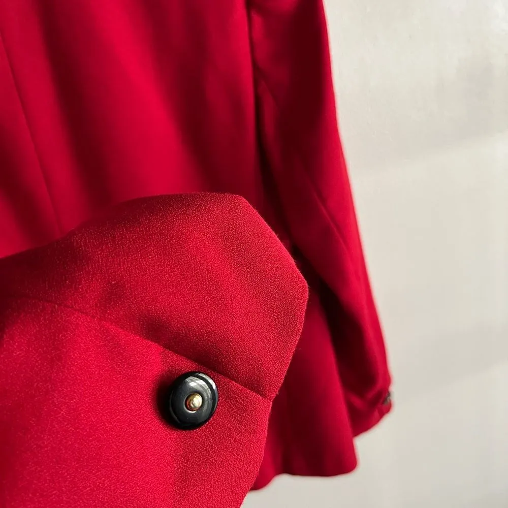 Vintage 90s Red Black Trim Blazer Wool Blend Koret Jacket Single Button Sz 12 - Image 9