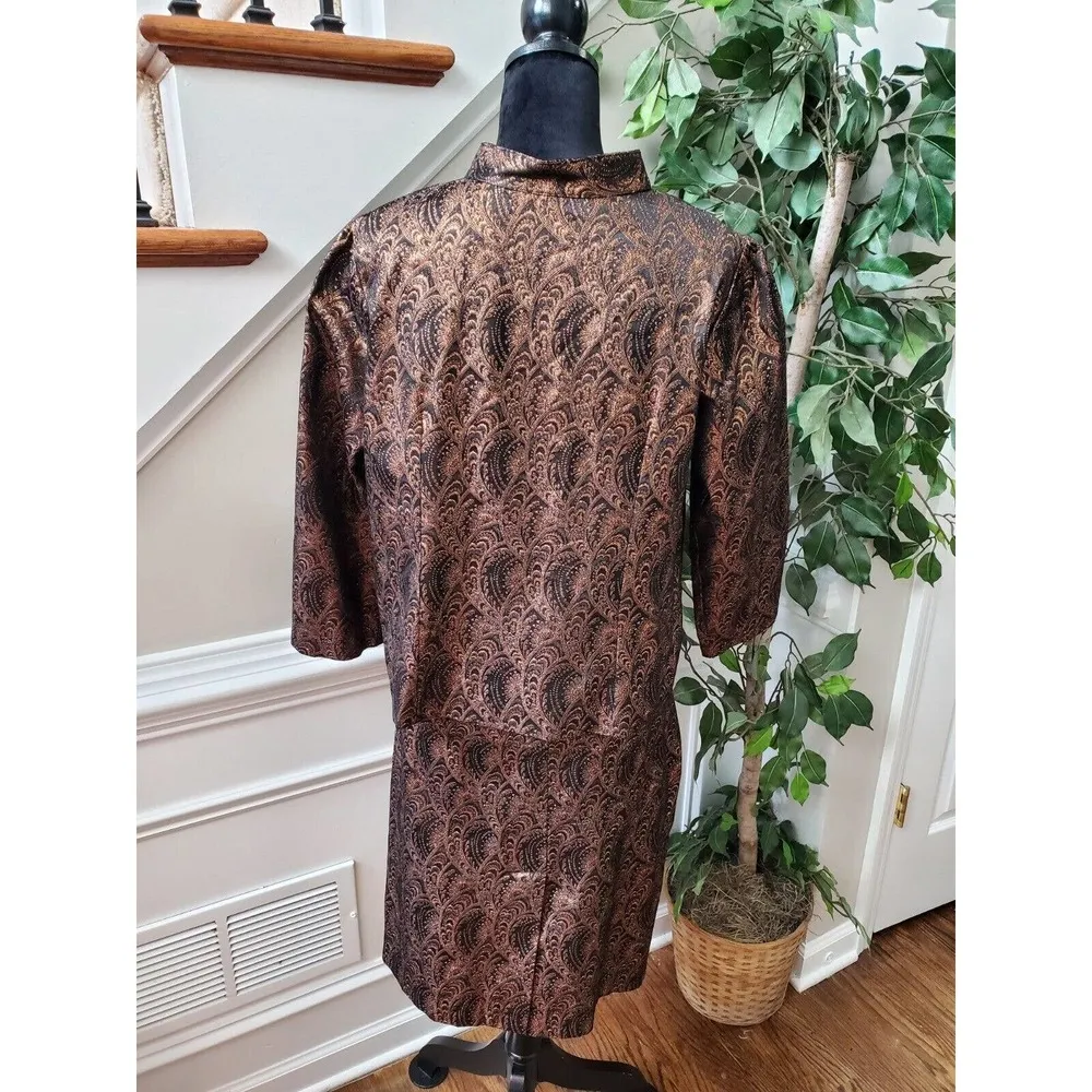 Brown Womens Polyester Single Breasted Blazer & Knee Length Skirt 2 Piece Suit Size L - Image 7