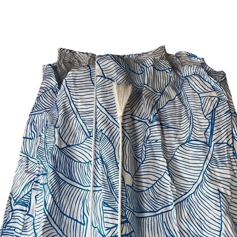 Charlie‎ Holiday S/M Aqua Blue White Tropical Swim Coverup - Image 6