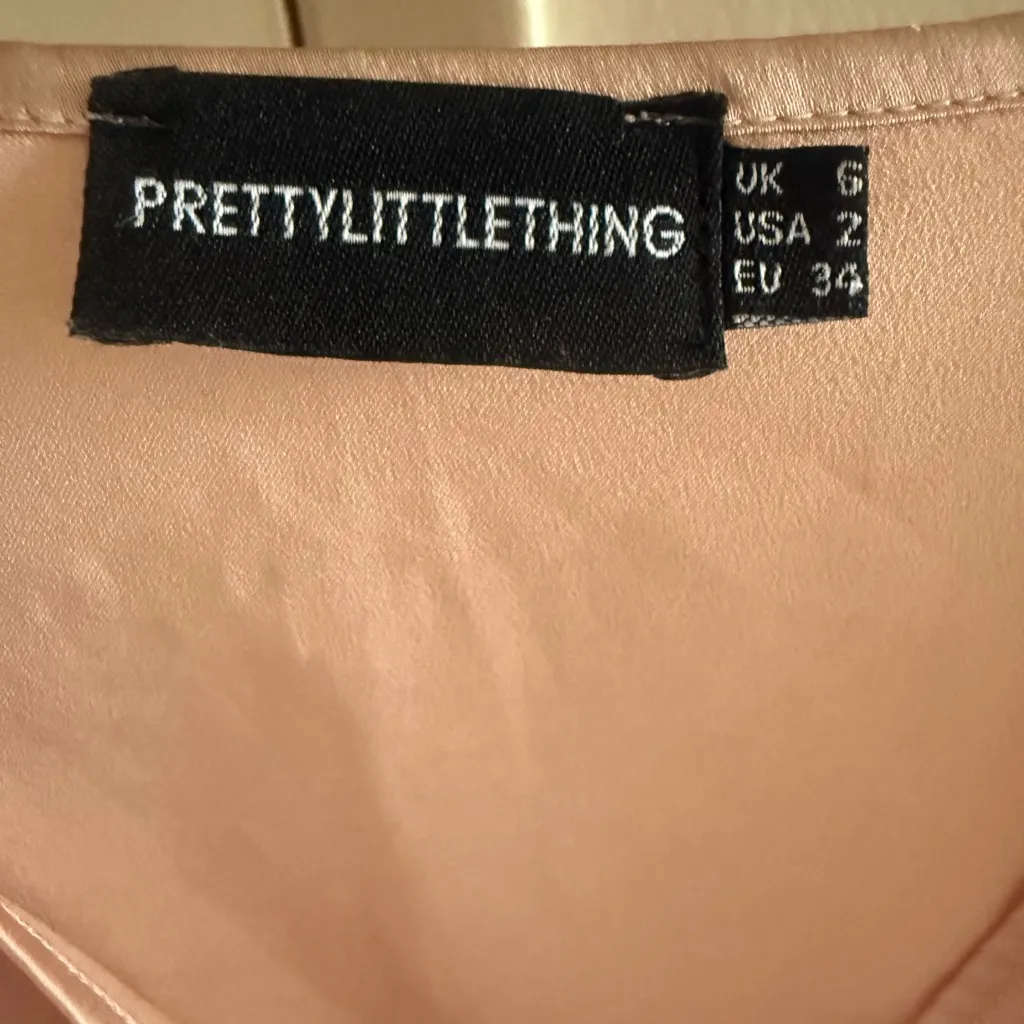 PrettyLittleThing Blush Pink Satin Dress - Image 3