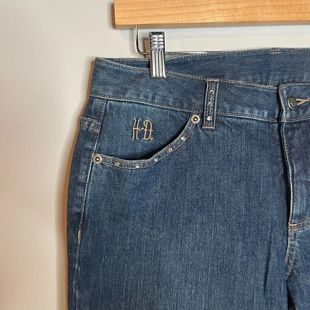 Harley Davidson dark wash embellished boot cut jeans - Image 2