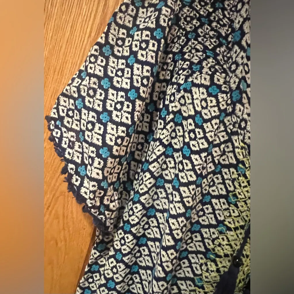 Lilka Anthropologie Long Weekend Boho‎ Printed Blue & Green Motif Romper Medium - Image 9