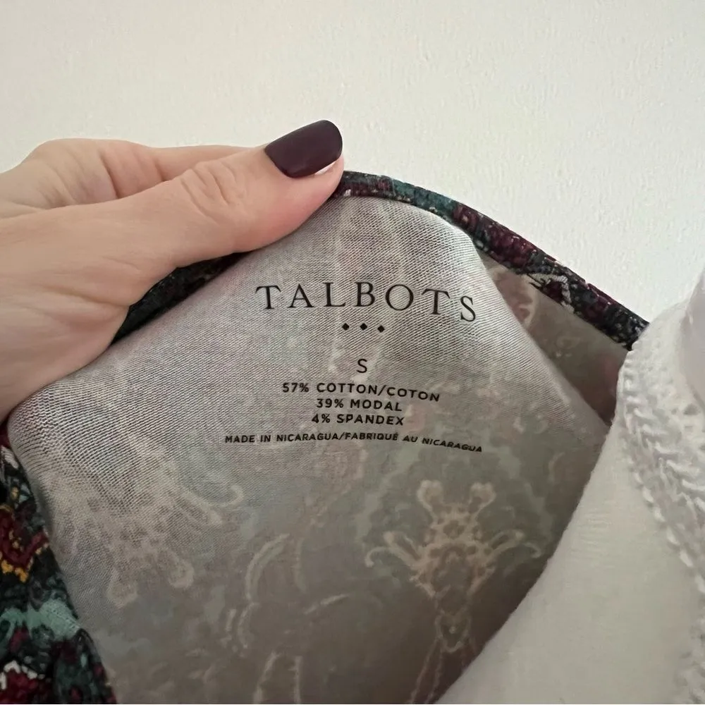 Talbots Faux Wrap Jewel Tone V-Neck Blouse Size Small Long Sleeve Paisley - Image 5