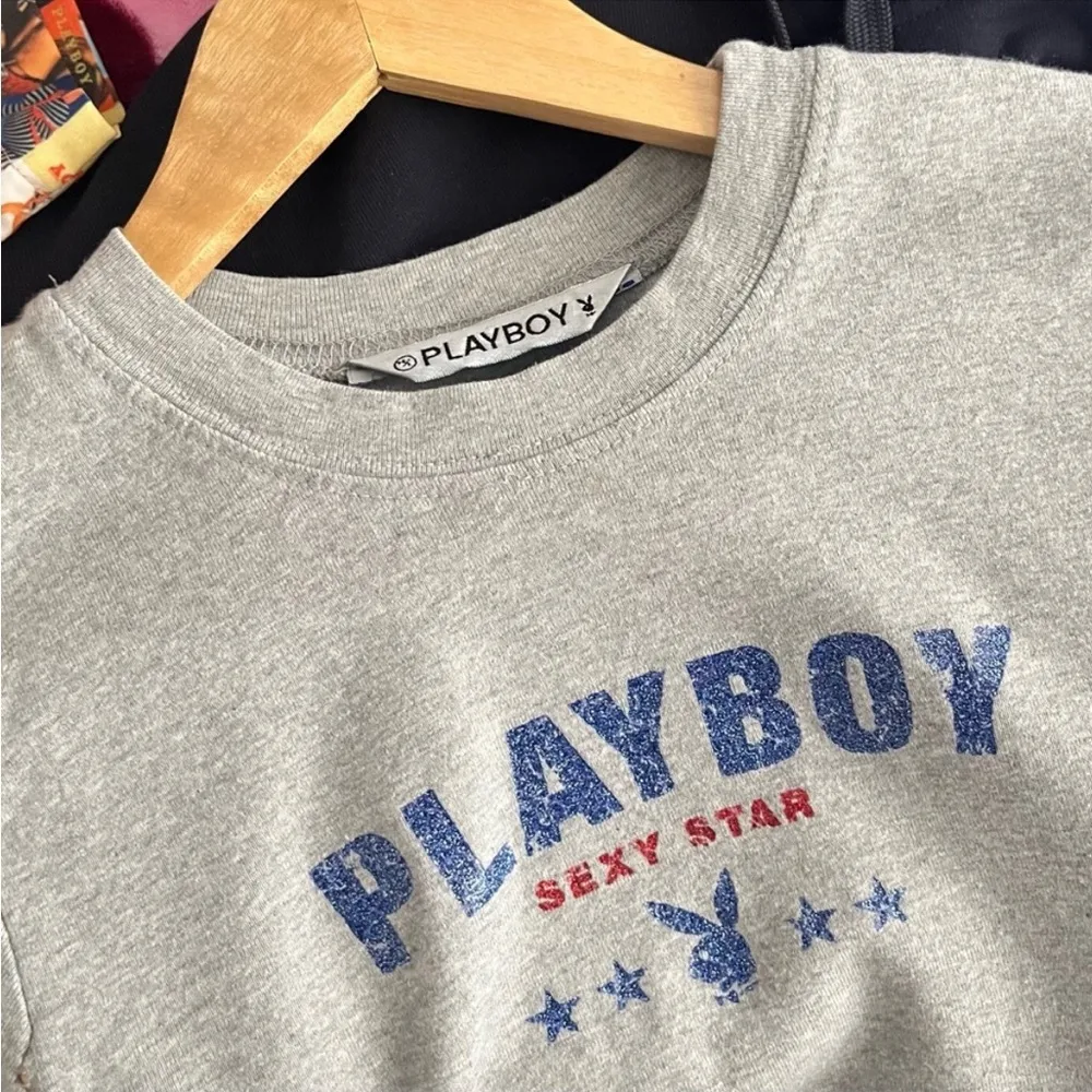 Playboy Y2K Star Glittery Baby Gray Tee​ - Image 5