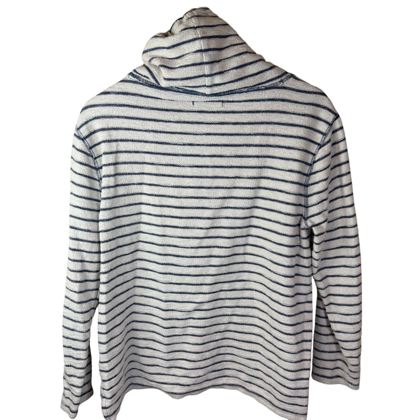 Chaps XL Striped Funnel Neck Pullover Sweatshirt Cozy Beachy Nautical Blue White - Image 6