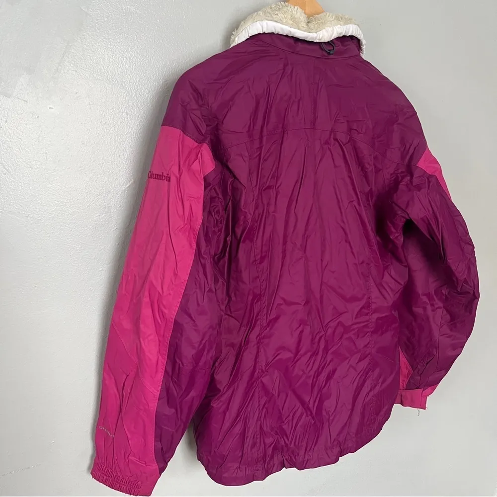 Columbia Faux Fur Ski Snow Winter Coat Jacket Small Pink - Image 4