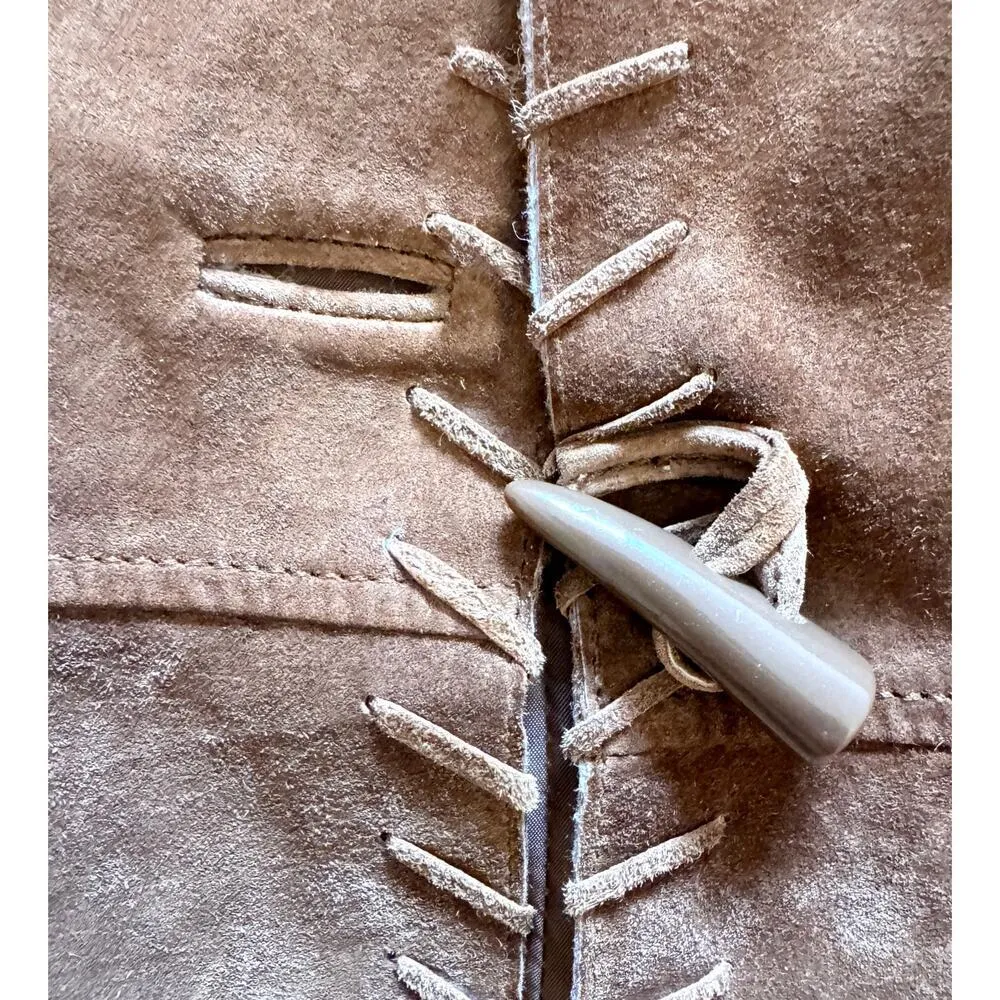 NWOT Ali Miles 100% Leather Suede Jacket Sweater Sleeves Size S Brown - Image 7