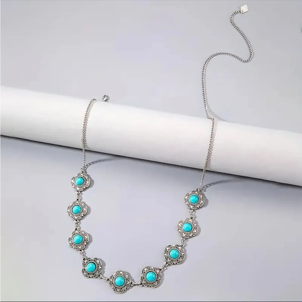 Boho Turquoise Waist‎ Chain Vintage Adjustable Metal Chain Belt Silver - Image 5