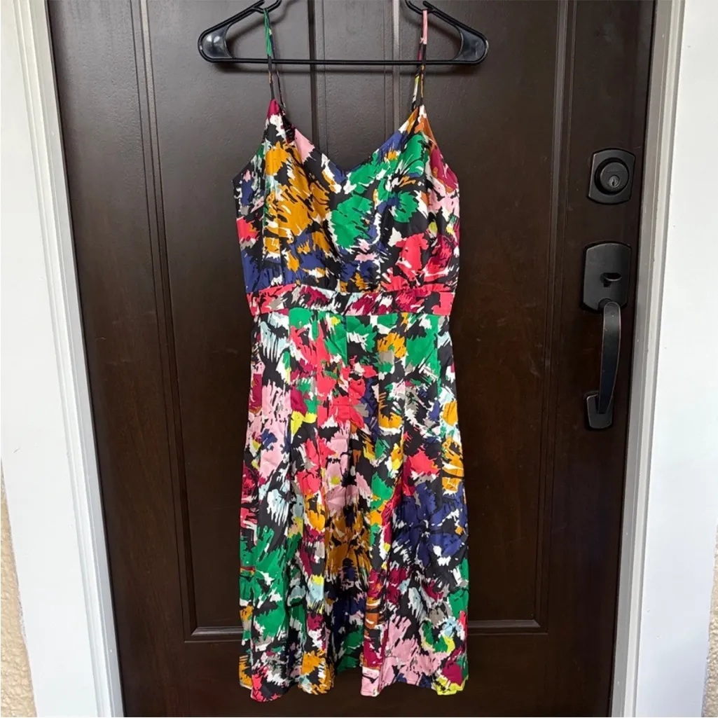 EUC J. Crew Silk Floral Brushstroke Dress Size 2 - Image 3
