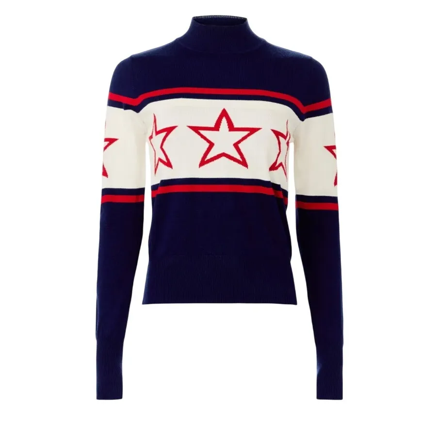 Alexia Admor Stars and Stripes Mock Neck Sweater SMALL Red White Blue Soft $209 - Image 7