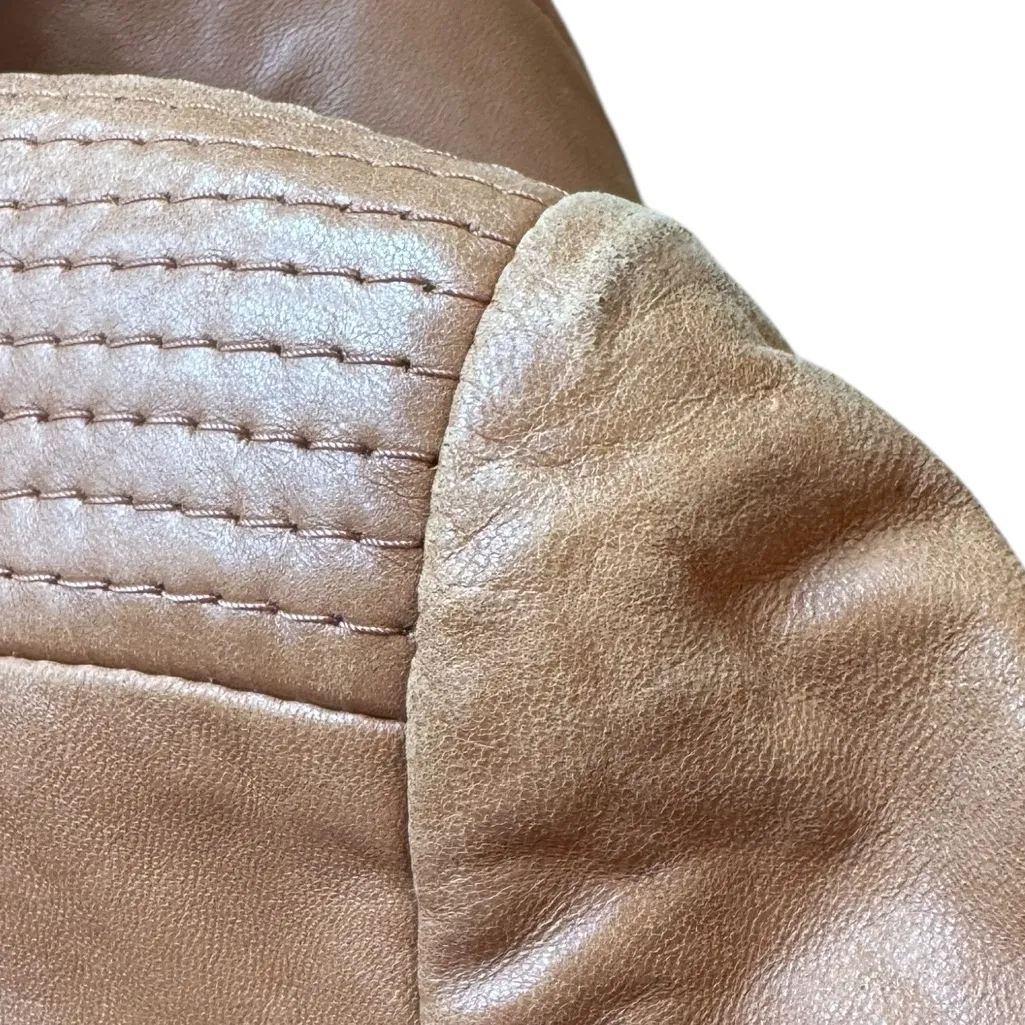 Skin Gear Vintage Buttery Soft Brown Leather Belted Moto Jacket Women’s M in EUC Tan Size M - Image 6