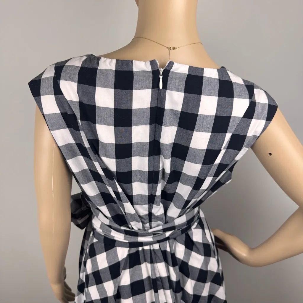 Calvin Klein Fit &‎ Flare Dress Women’s Size 10 Black White Gingham Retro  Pinup - Image 7