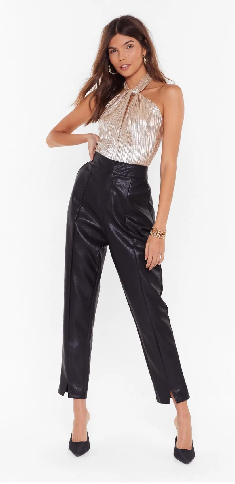 Nasty Gal Sheen It All Before Plissée Halt Top - Image 4