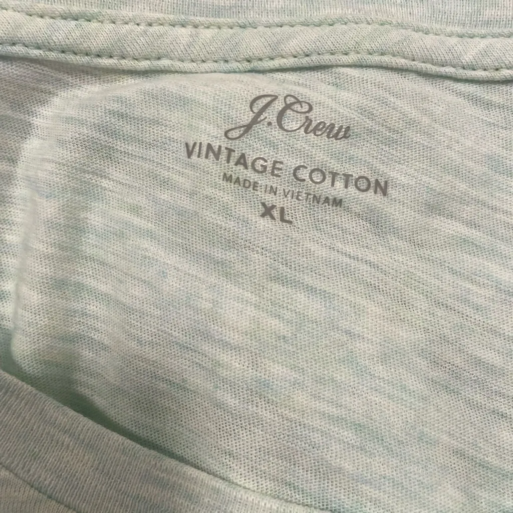 J.Crew Vintage Cotton T-Shirt Tee Top Extra Large XL Short Sleeve Mint Green - Image 2