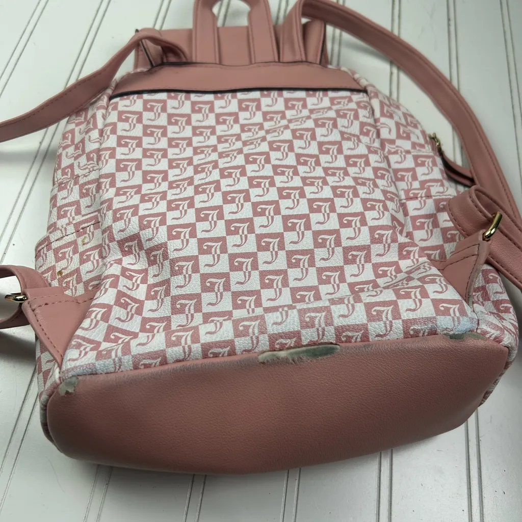Juicy Couture Y2K Pink Monogram Backpack with Gold Heart Clasp - Image 11