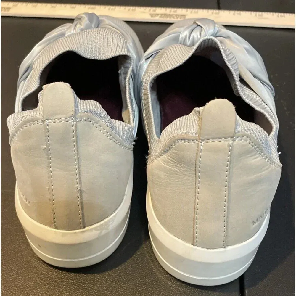 Mark Nason Los Angeles Women’s‎ 8.5 Gray Silver Satin Bow Wrap Sneakers Shoes - Image 4