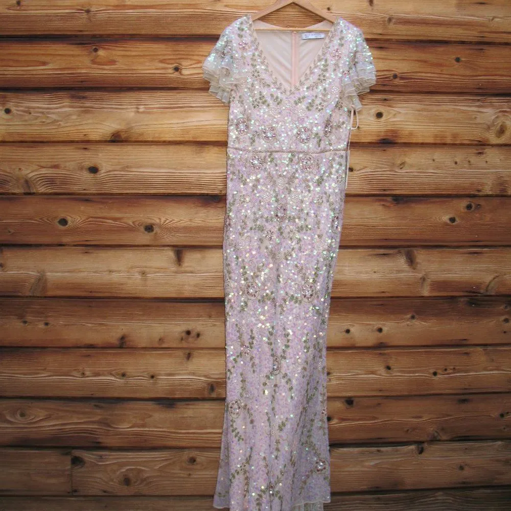 Mac Duggal 10772 Size 10 Embellished Ruffle Cap Sleeve Gown Dress - Image 7