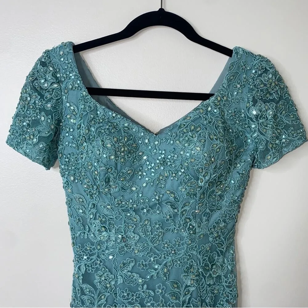 La Femme Formal Gown Beaded Lace Short-sleeved Mermaid Prom Dress 2 - Image 4