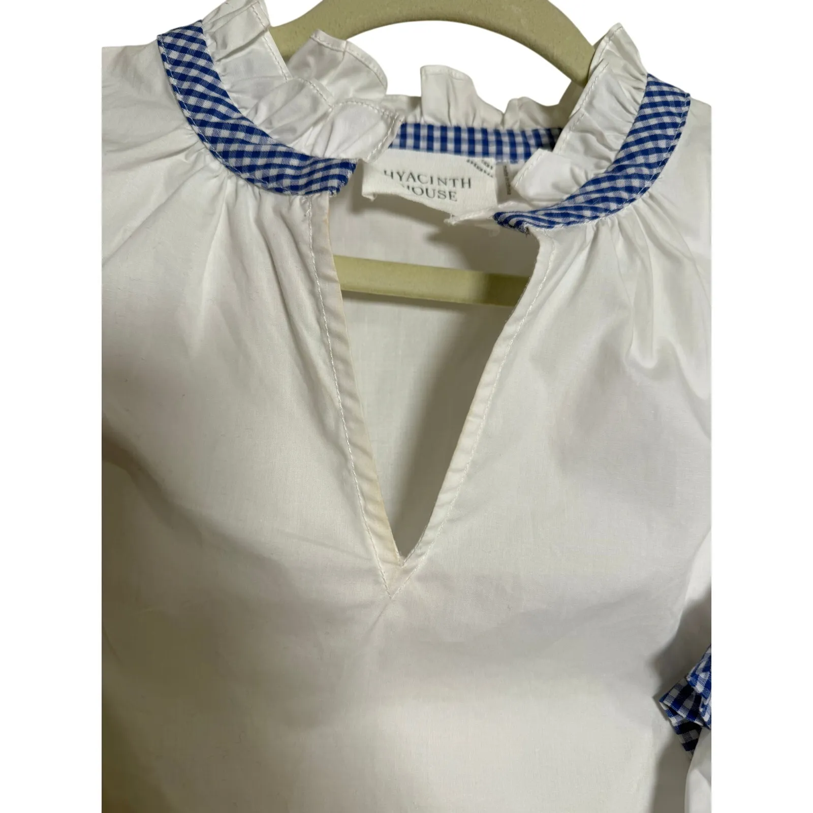 NWT Tuckernuck Hyacinth House Holly Blue Gingham Ruffle Blouse Sz. L - Image 8