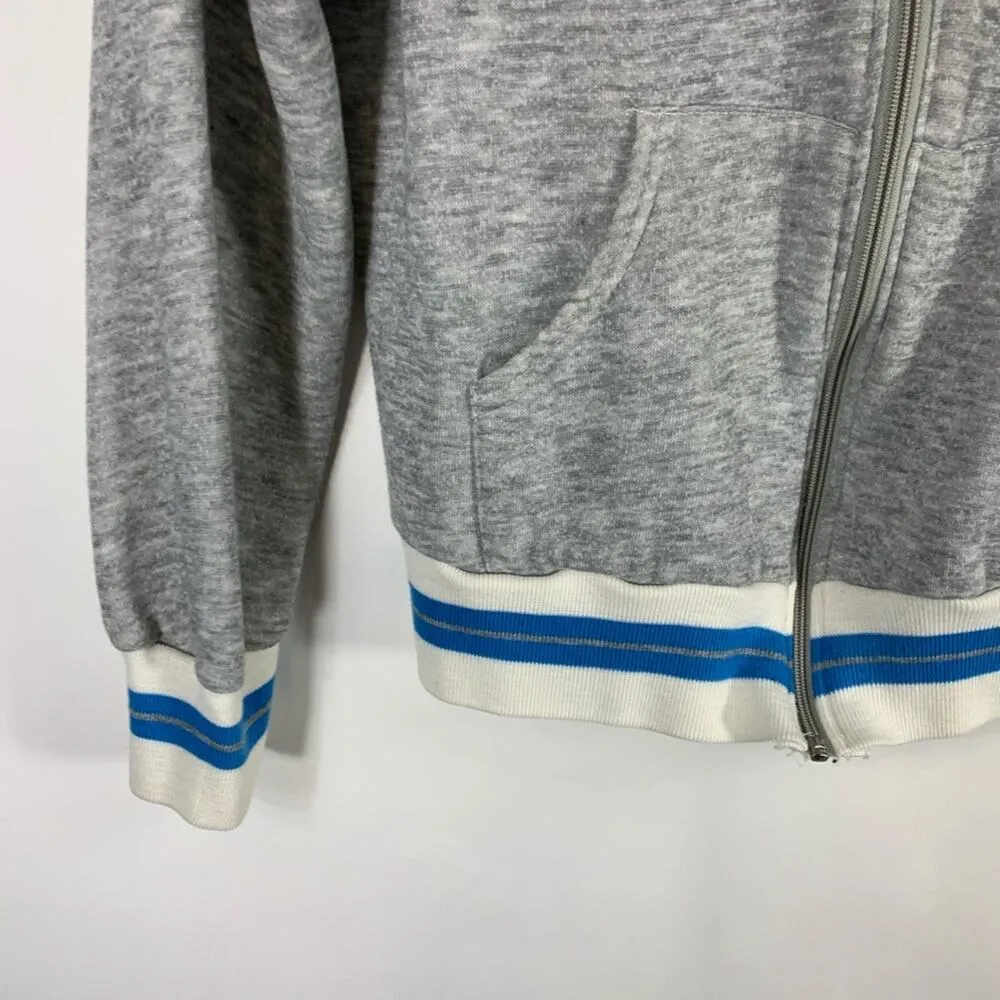 Vintage Grey Zip Front Sweatshirt Sz Large Gray - Image 4