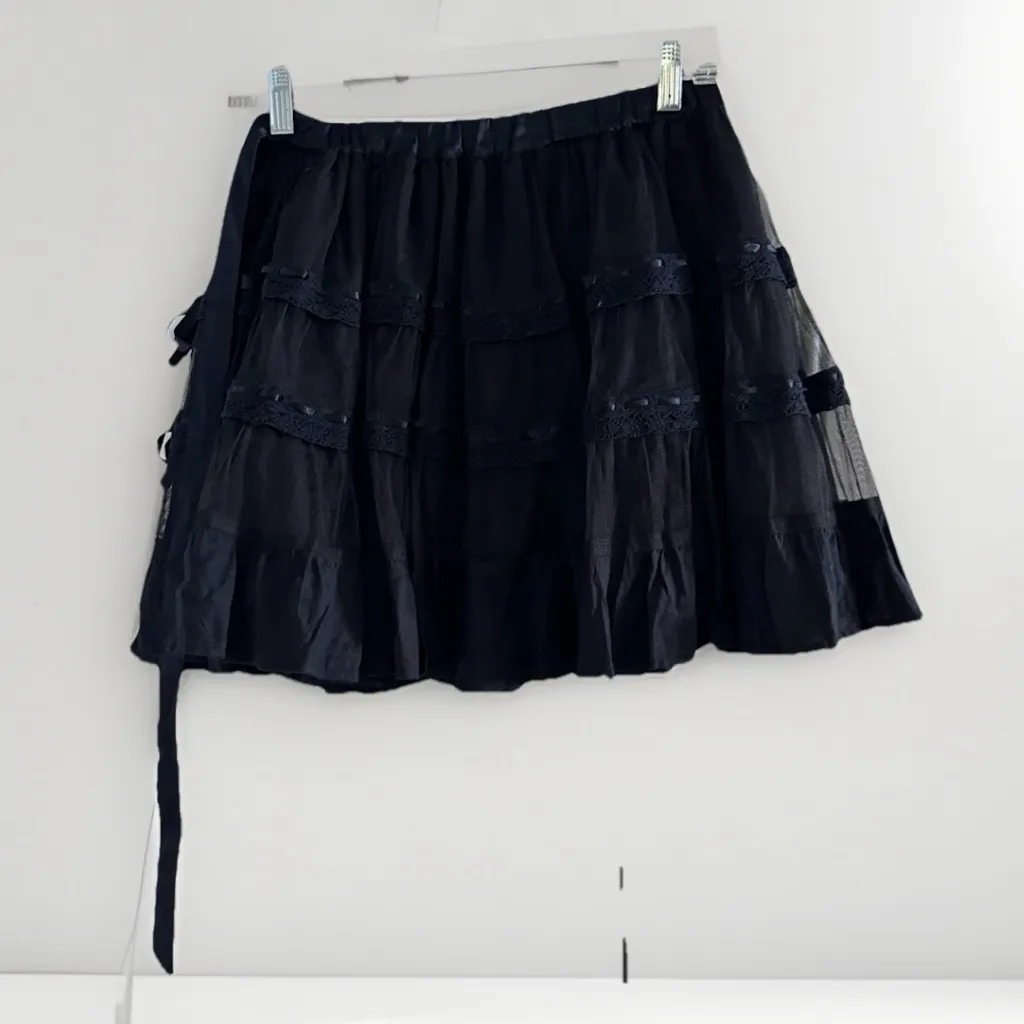 Vintage Fun House Y2K Mini Skirt Mesh Ruffle Whimsigoth Grunge Fairy Goth 90s Black Size undefined - Image 4