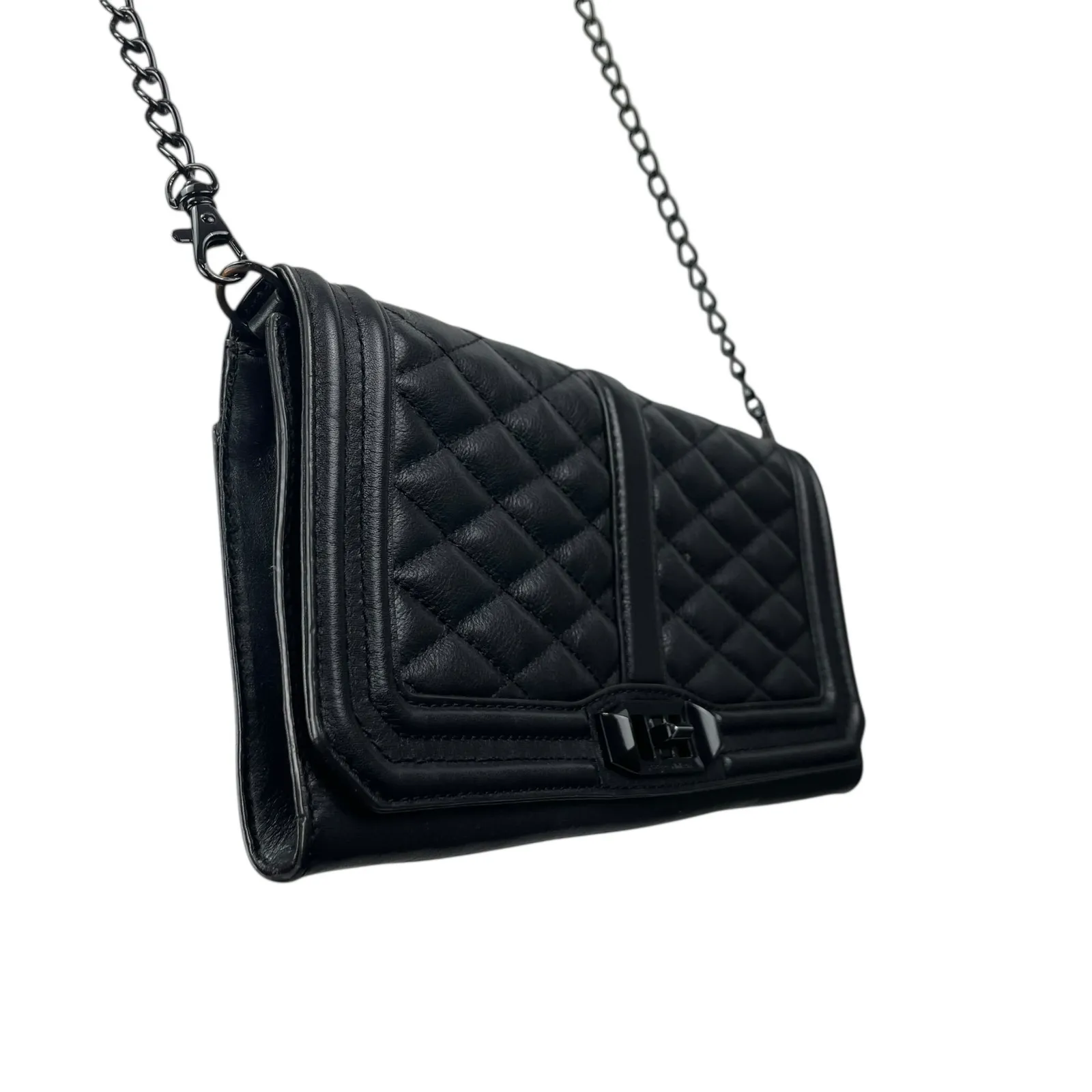 Rebecca Minkoff Love Quilted Leather Women's Black Chain Lock Crossbody Handbag - Image 3
