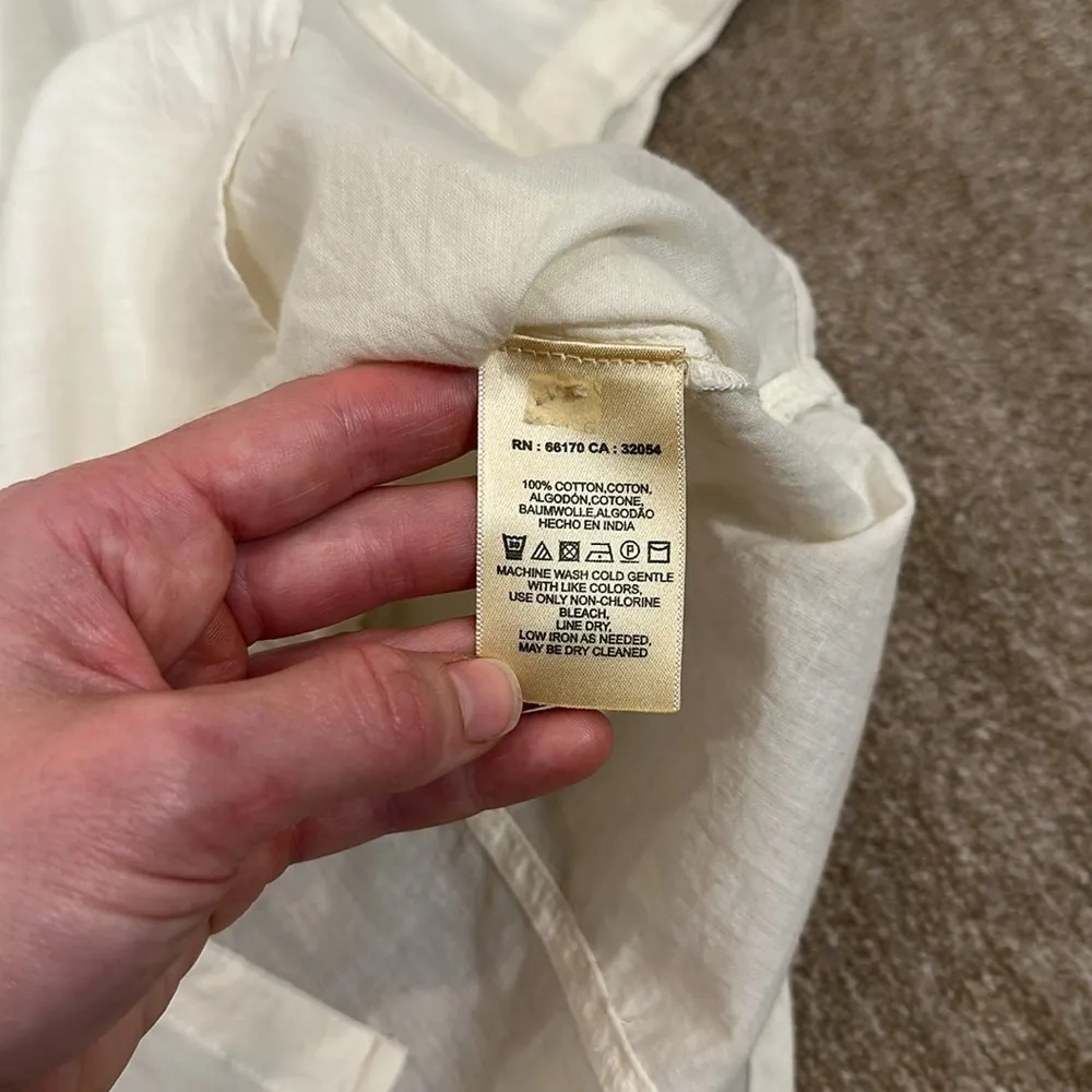 Anthropologie Feather Bone Beatrice Lace-Trimmed Button Cotton Blouse Women Sz 8 - Image 7
