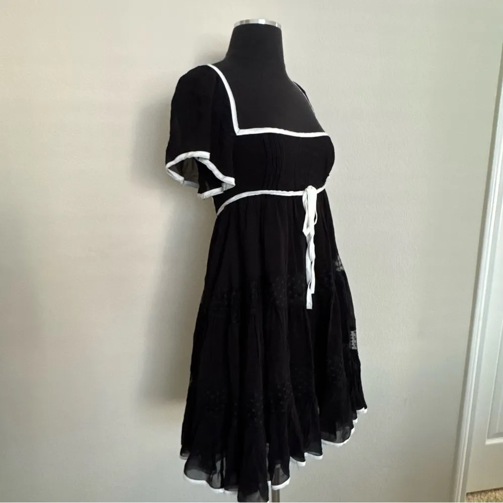 Anthropologie Maeve Flutter Sleeve Bow Babydoll Mini Dress Size XS - Image 7