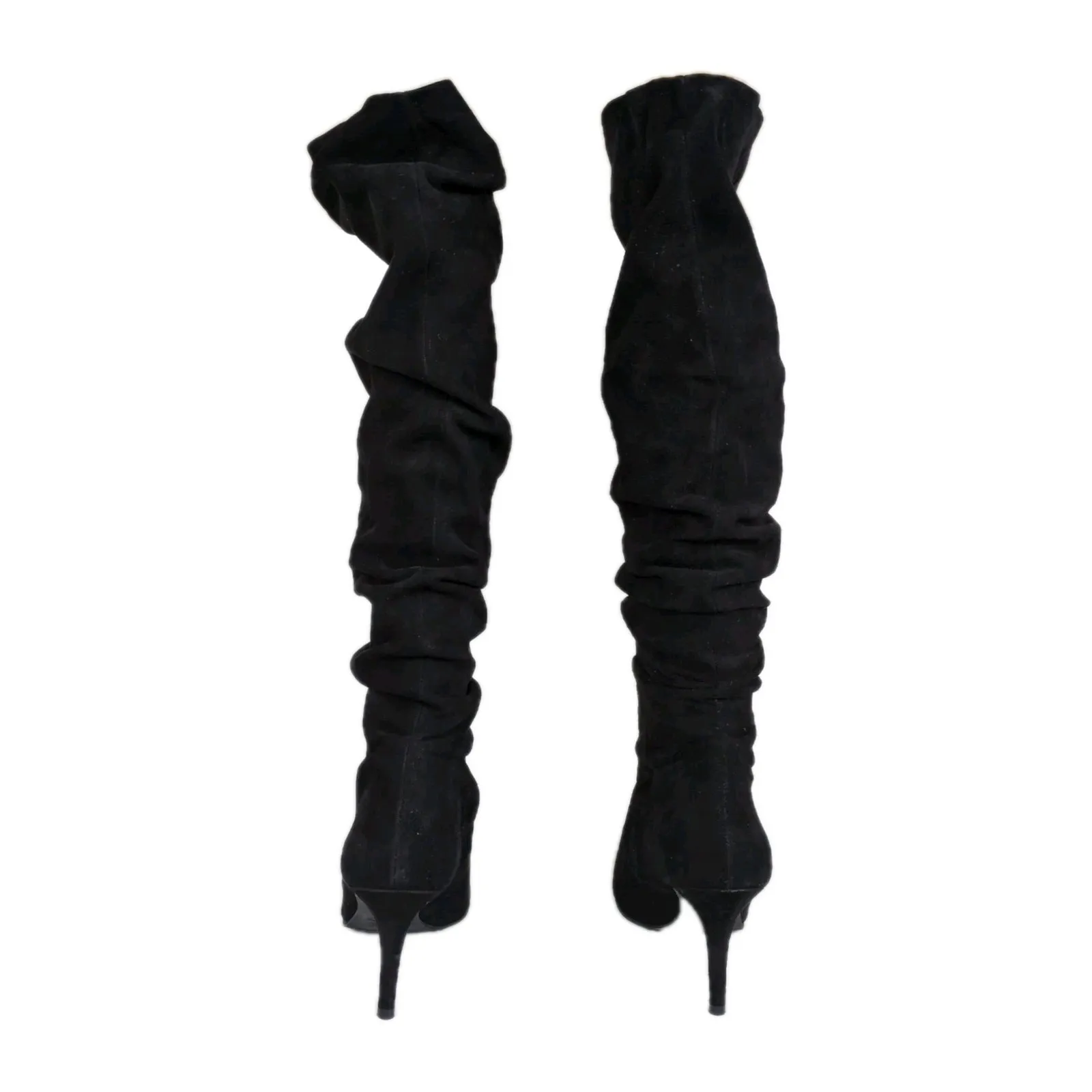 STUART WEITZMAN Lafayette Slouchy Boot Black Suede Leather Pointed Toe Womens 10 - Image 4